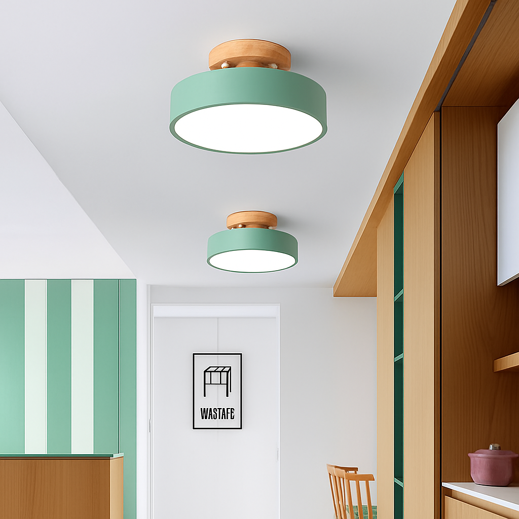Plafonnier — Moderne LED en bois et métal coloré Celio