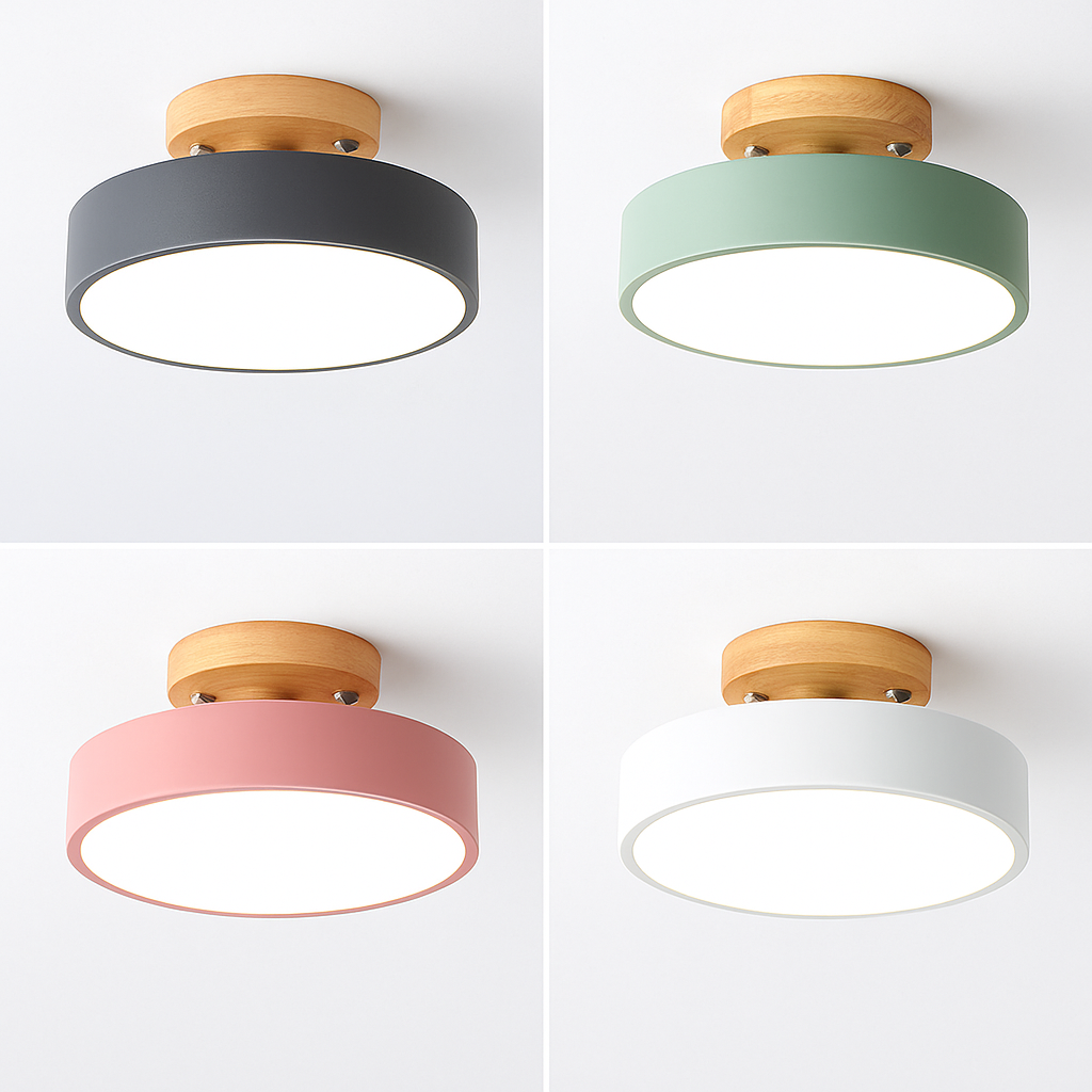 Plafonnier — Moderne LED en bois et métal coloré Celio