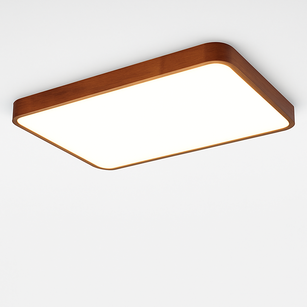 Plafonnier — Moderne LED en forme géométrique en bois Evelyn