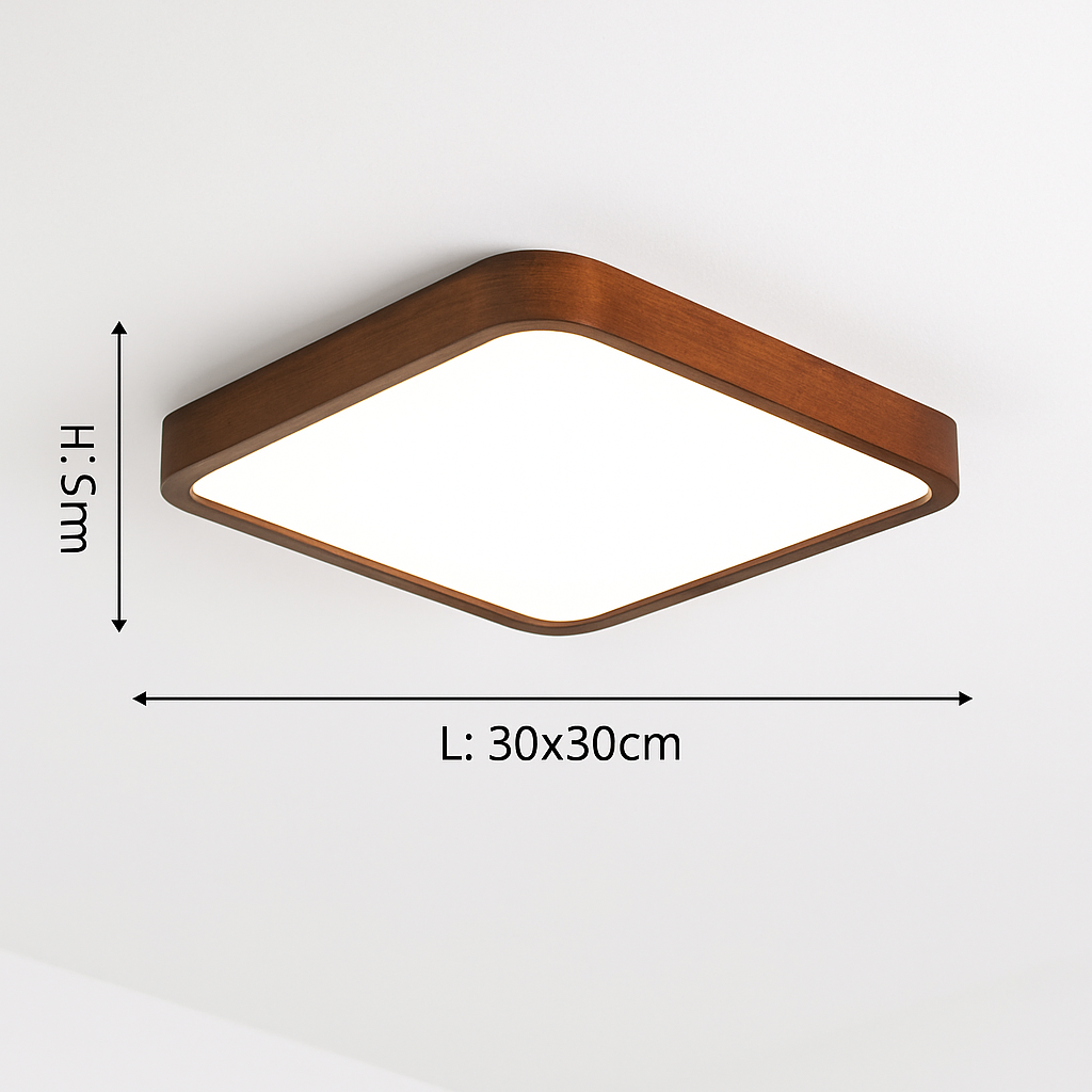 Plafonnier — Moderne LED en forme géométrique en bois Evelyn