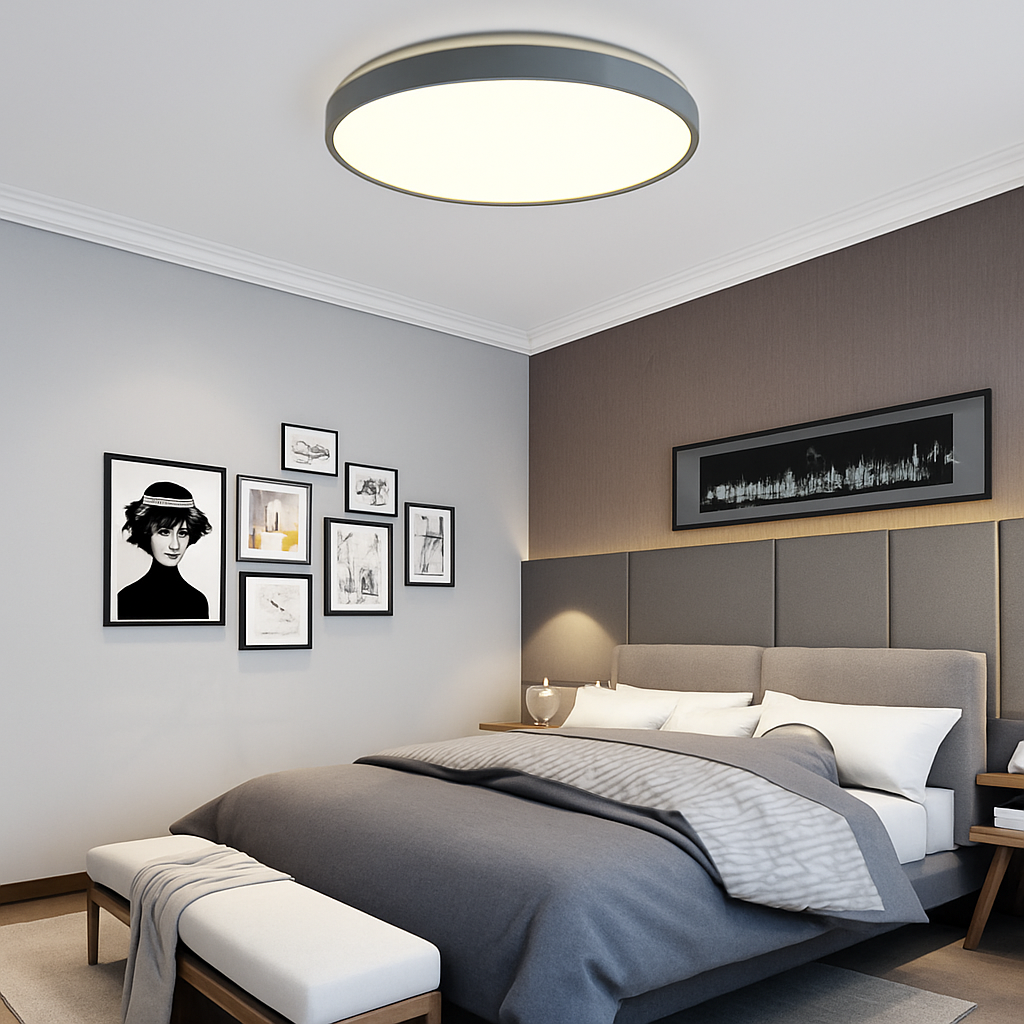 Plafonnier moderne LED métallique circulaire et fin Glenn Clarisse Épure - Une Note Actuelle dans le Décor