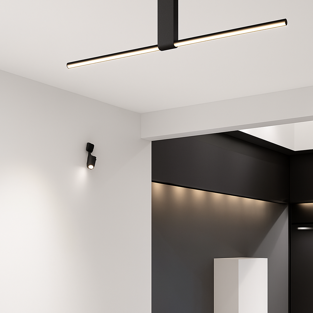 Plafonnier moderne LED minimaliste barre lumineuse Mahil Simon Lointain - Une Présence Sobre et Élégante