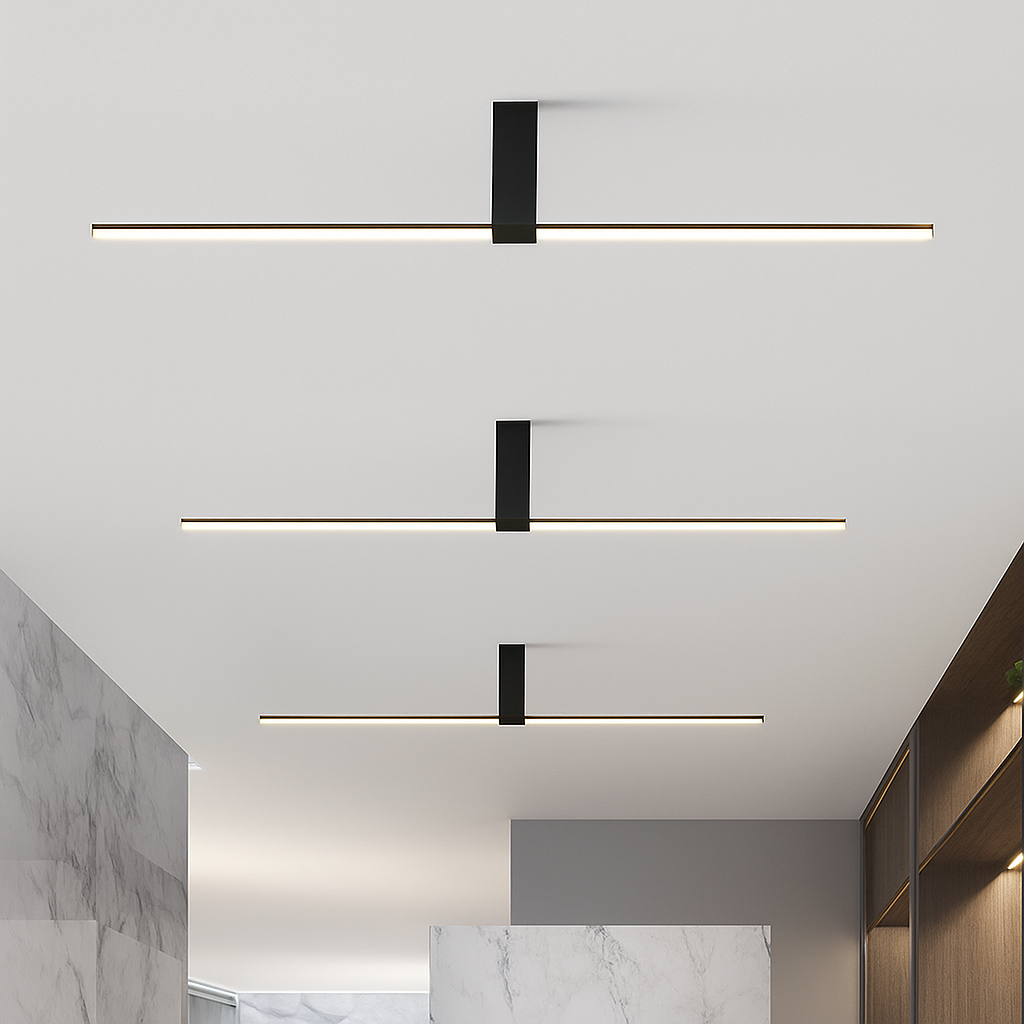 Plafonnier moderne LED minimaliste barre lumineuse Mahil Simon Lointain - Une Présence Sobre et Élégante