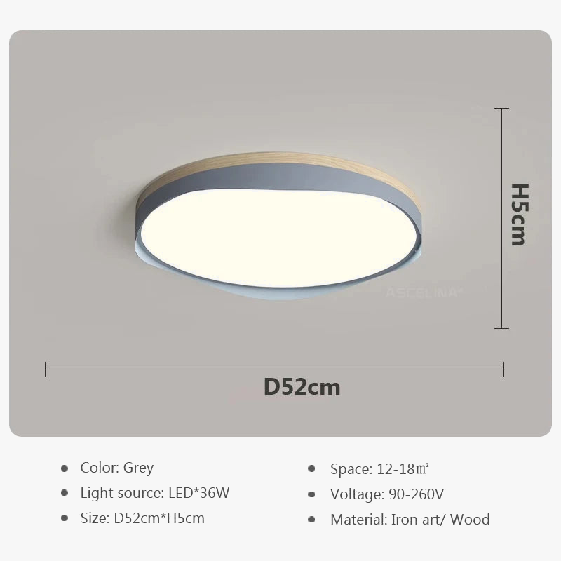 Plafonnier moderne à leds circulaire grain de bois éclairage décoratif Daphné Finesse - Matière Chaleureuse & Lignes Élégantes