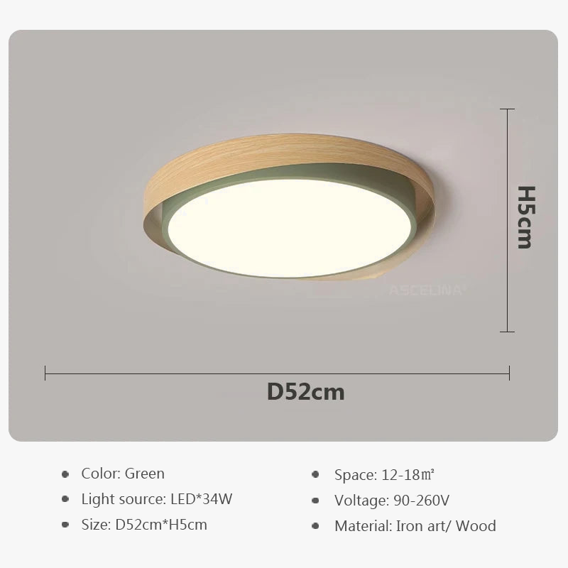 Plafonnier moderne à leds circulaire grain de bois éclairage décoratif Daphné Finesse - Matière Chaleureuse & Lignes Élégantes