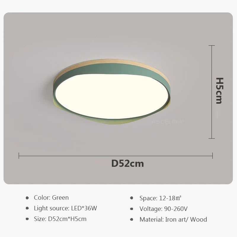 Plafonnier moderne à leds circulaire grain de bois éclairage décoratif Daphné Finesse - Matière Chaleureuse & Lignes Élégantes