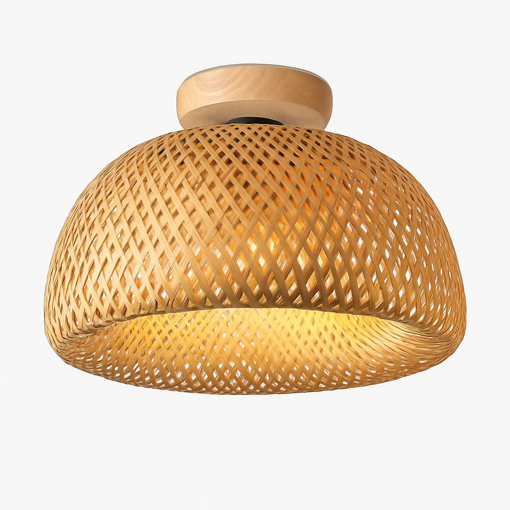 Plafonnier — Moderne ronde en bambou naturel Solferino