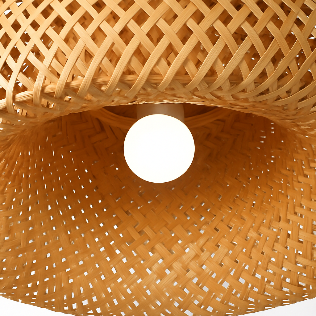 Plafonnier — Moderne ronde en bambou naturel Solferino