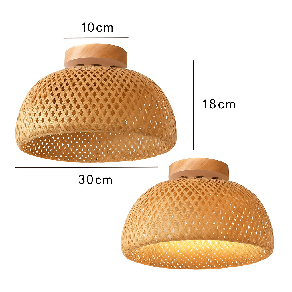 Plafonnier — Moderne ronde en bambou naturel Solferino