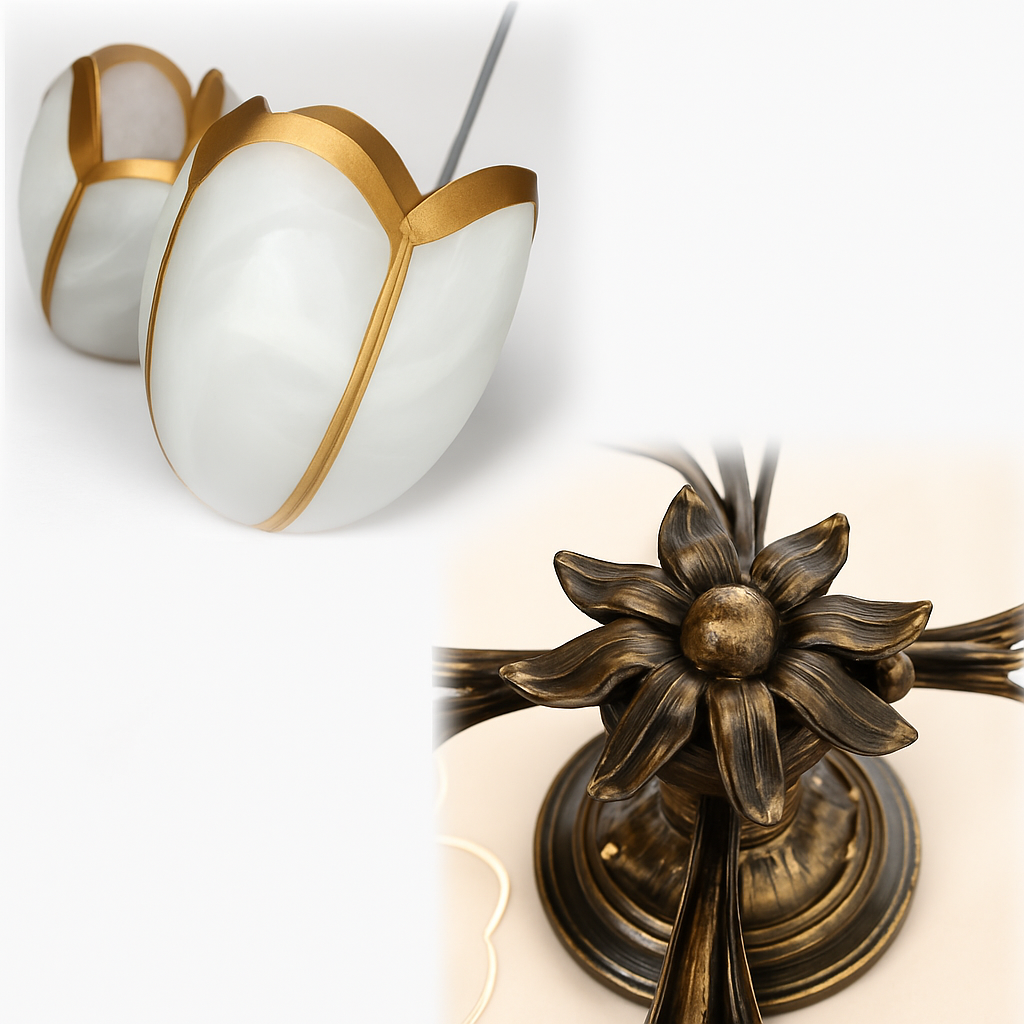 Plafonnier moderne style américain rural rétro fleur européen français Hector Prélude en Verre - Reflets Subtils & Décor Raffiné
