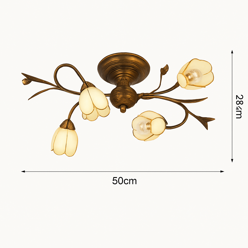 Plafonnier moderne style américain rural rétro fleur européen français Hector Prélude en Verre - Reflets Subtils & Décor Raffiné