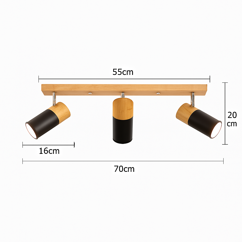 Plafonnier nordique en bois avec projecteur rotatif réglable Ombeline Unisson - Matière Végétale & Charme Délicat