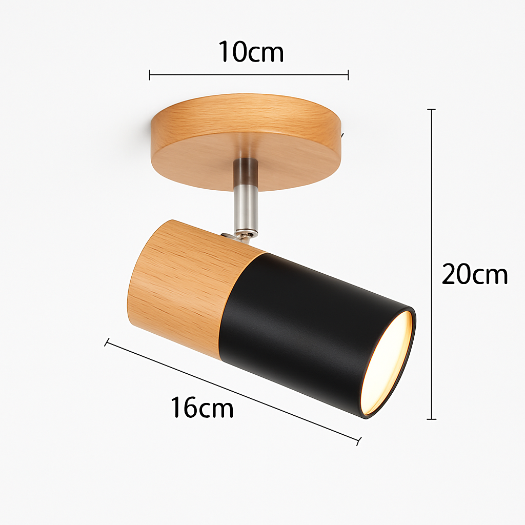 Plafonnier nordique en bois avec projecteur rotatif réglable Ombeline Unisson - Matière Végétale & Charme Délicat