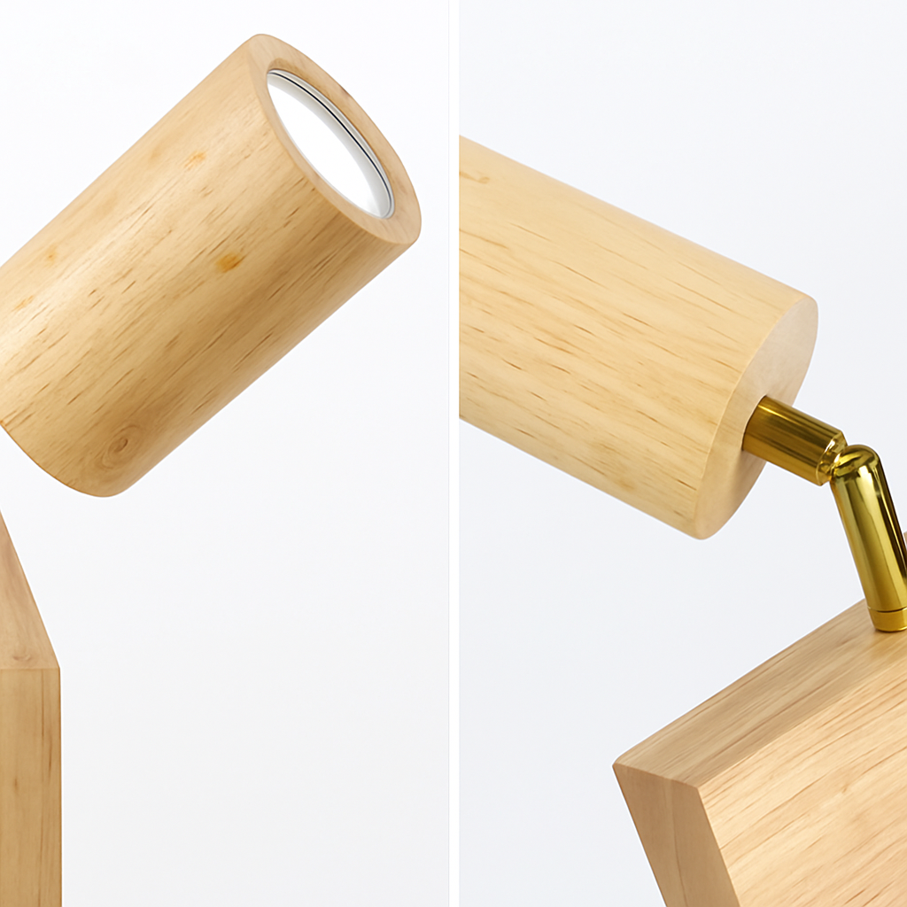Plafonnier nordique en bois avec projecteur rotatif réglable Ombeline Unisson - Matière Végétale & Charme Délicat