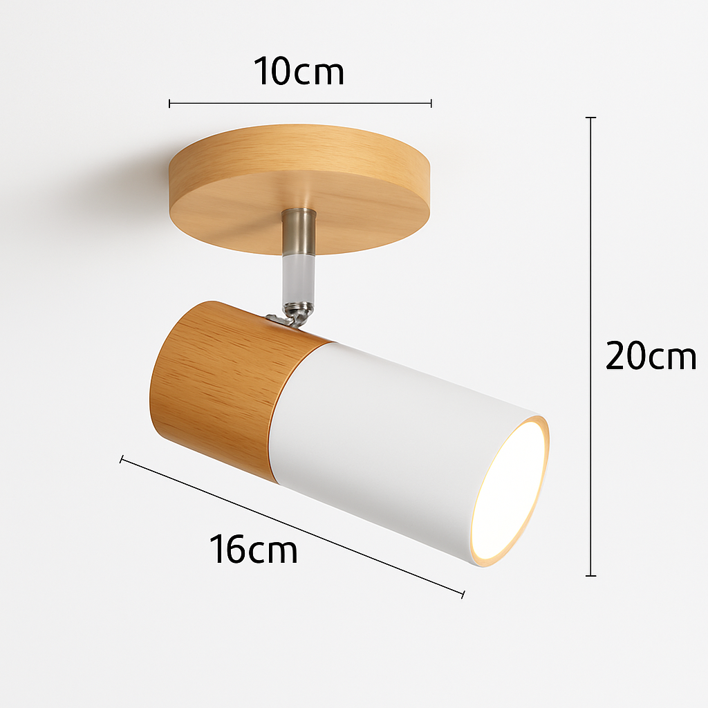 Plafonnier nordique en bois avec projecteur rotatif réglable Ombeline Unisson - Matière Végétale & Charme Délicat