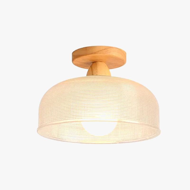 Plafonnier — Nordique en bois lampe en verre dépoli salon allée chambre vestiaire balcon couloir lampes et lanternes