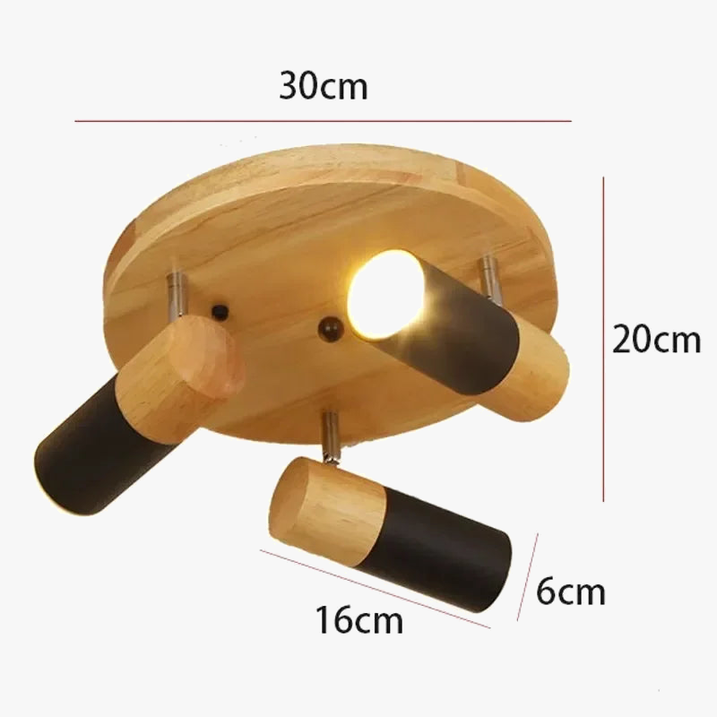 Plafonnier — Nordique en bois à LED rotatif multi-têtes décoratif