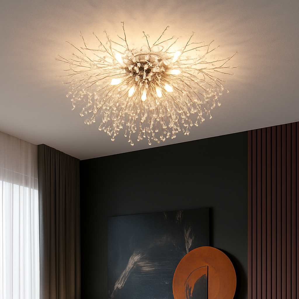 Plafonnier — Nordique en cristal design moderne créatif rond pissenlit