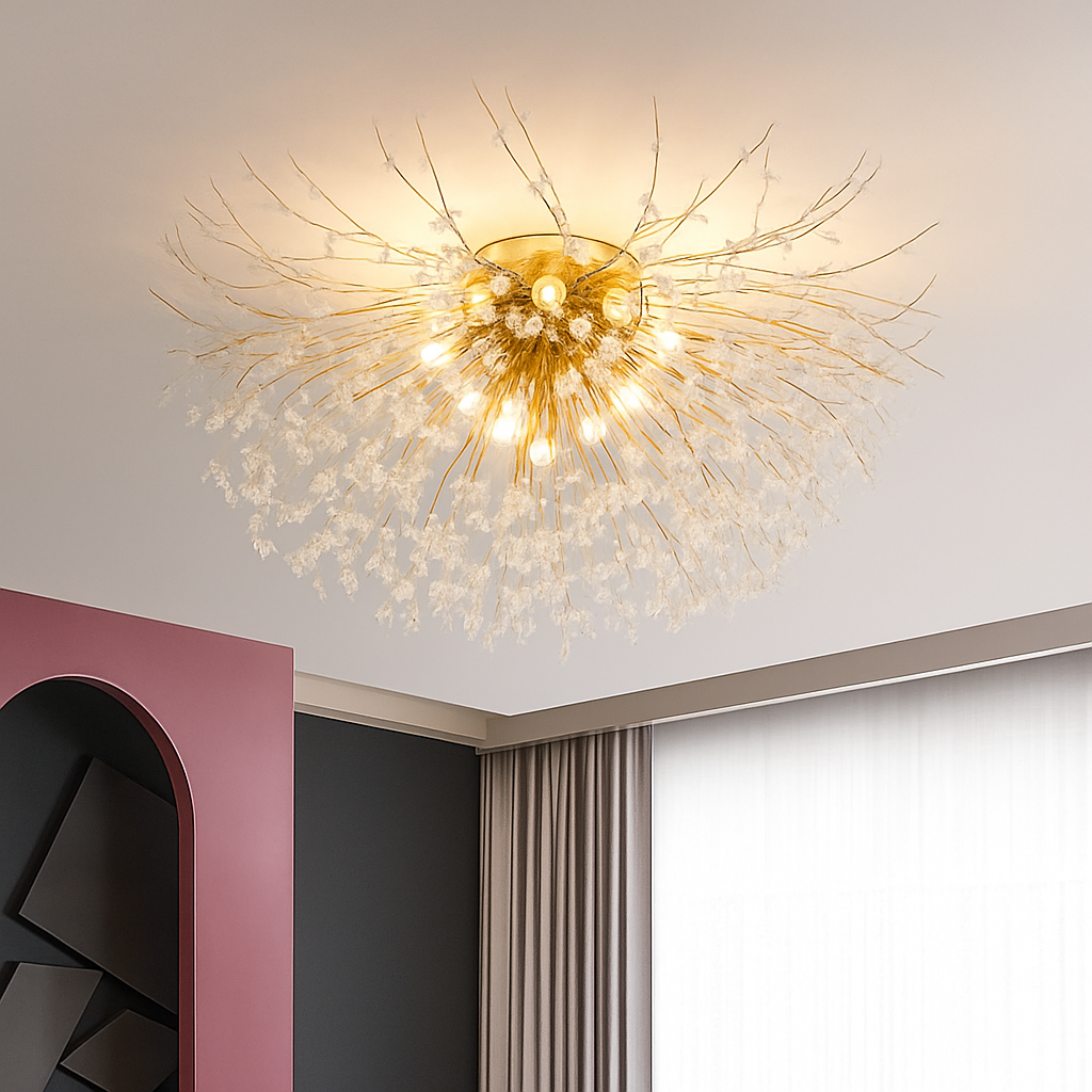 Plafonnier — Nordique en cristal design moderne créatif rond pissenlit