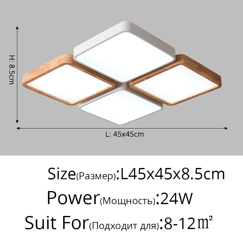 Plafonnier — Nordique encastré rectangle LED bois macaron