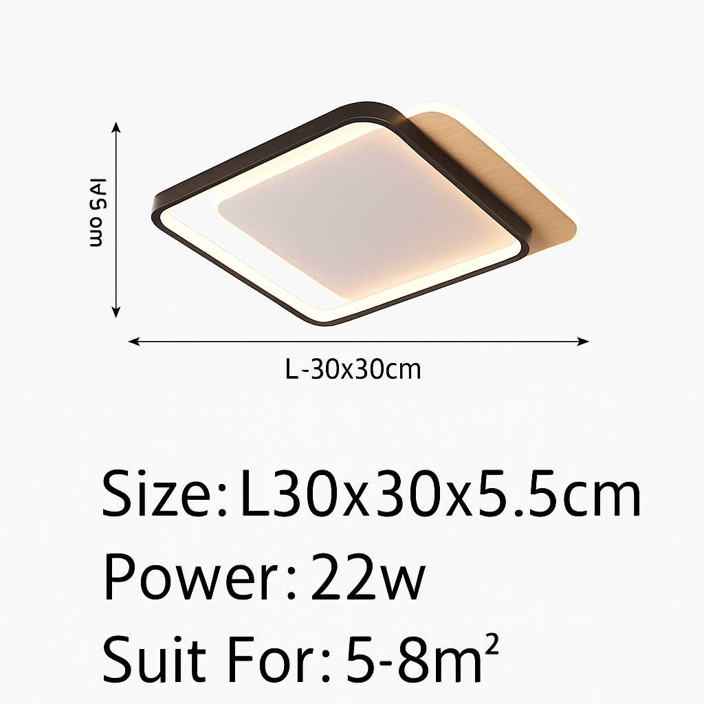Plafonnier — Nordique LED en bois aluminium ultra-mince et créatif