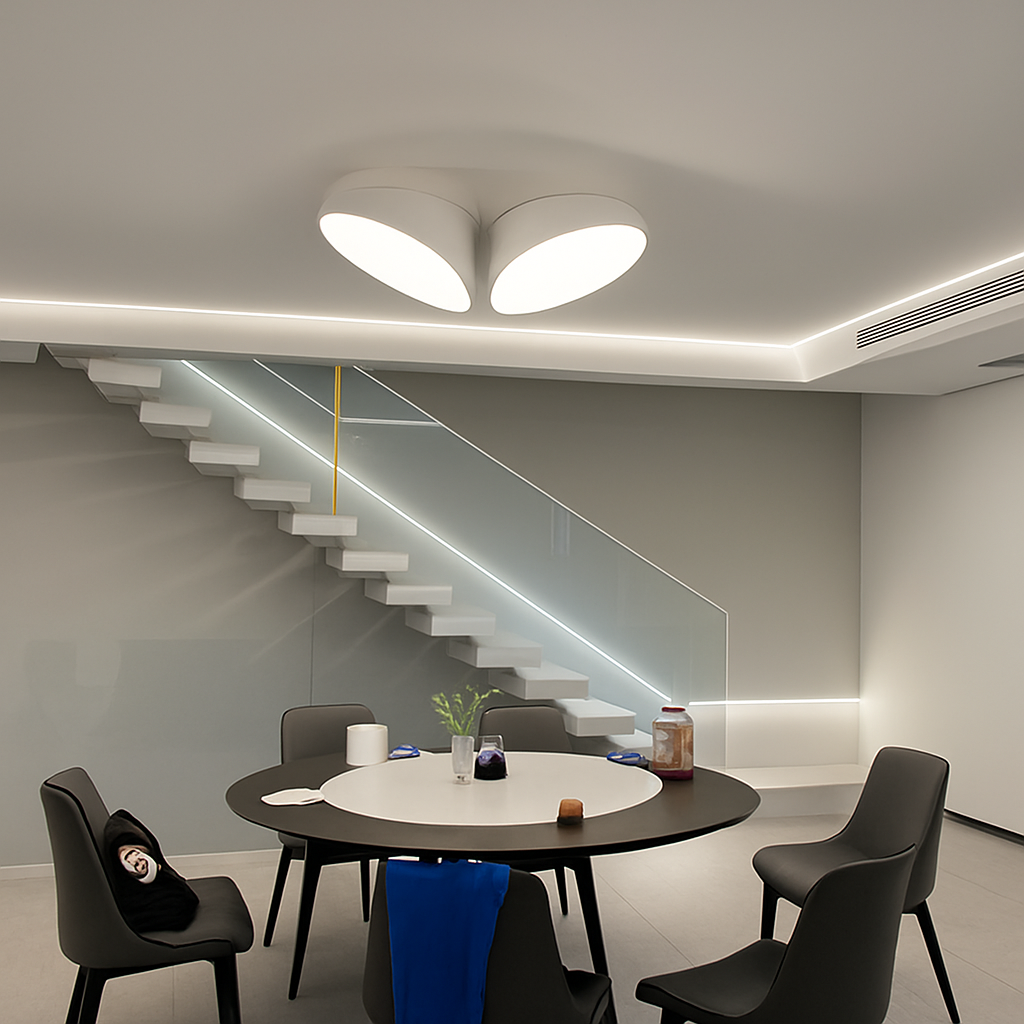 Plafonnier nordique moderne pour escalier entrée loft avec télécommande led Ferdinand Unisson - Lignes Épurées & Atmosphère Sereine