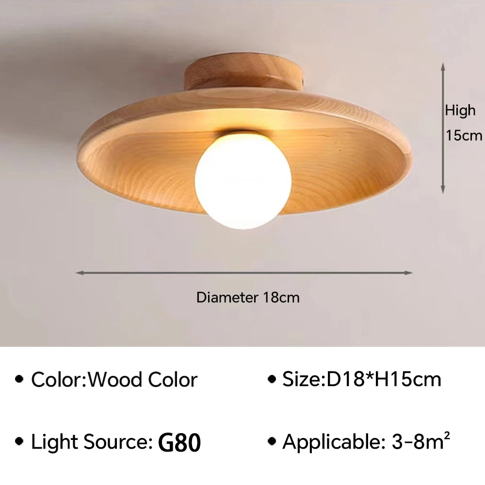 Plafonnier — Nordique plafonnier rond en bois pour vestiaire chambre salle d'étude couloir enfant maison intérieur éclairage de haute qualité