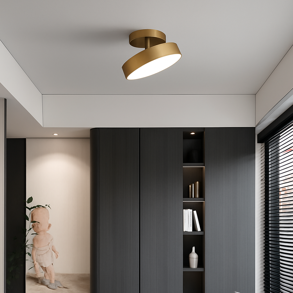 Plafonnier nordique simple rond led éclairage lustre Mérida Écrin en Cuivre - Reflets Délicats & Caractère Affirmé