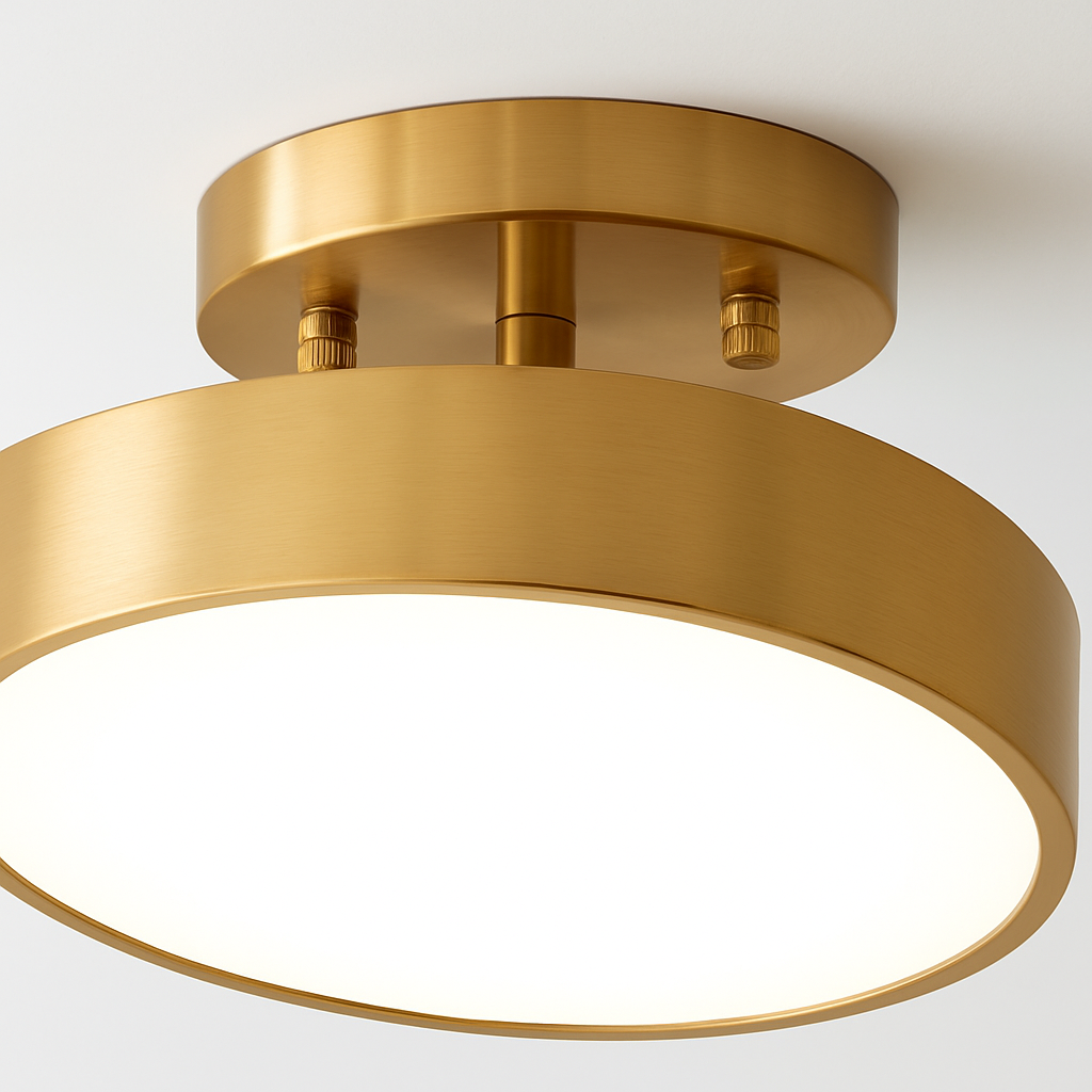 Plafonnier nordique simple rond led éclairage lustre Mérida Écrin en Cuivre - Reflets Délicats & Caractère Affirmé