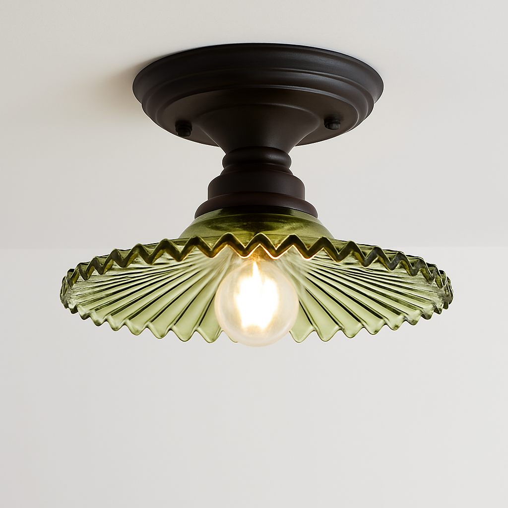 Plafonnier rétro américain avec couvercle en verre pour décoration créative Lionel Unisson - Le Charme du Verre dans le Décor