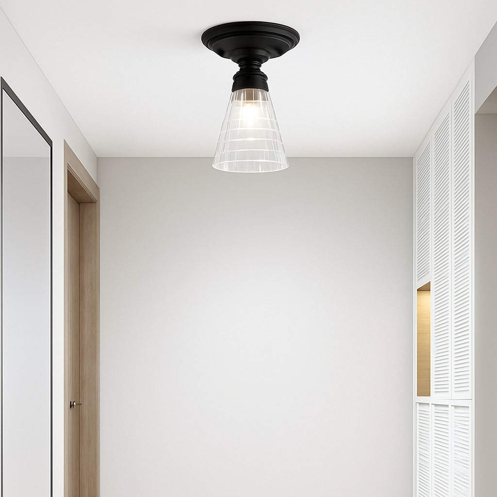 Plafonnier rétro américain avec couvercle en verre pour décoration créative Lionel Unisson - Le Charme du Verre dans le Décor