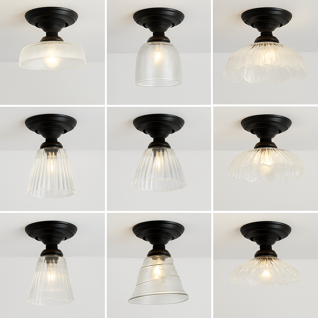 Plafonnier rétro américain avec couvercle en verre pour décoration créative Lionel Unisson - Le Charme du Verre dans le Décor