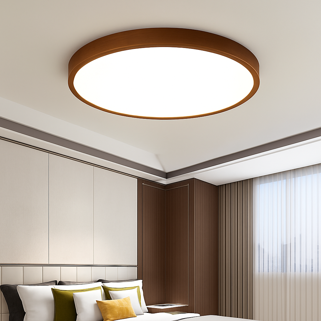 Plafonnier — Rond en bois style nordique pour intérieur moderne