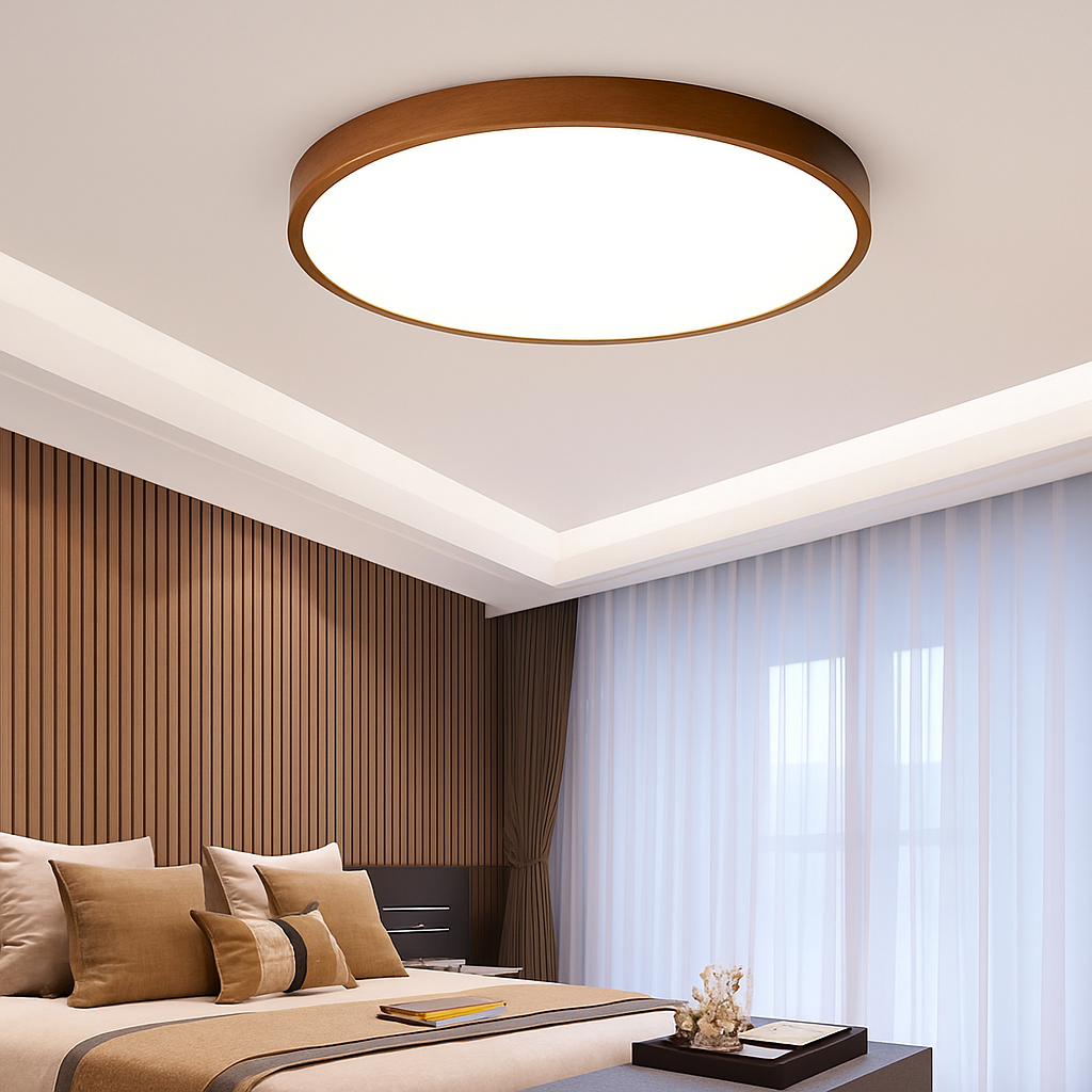 Plafonnier — Rond en bois style nordique pour intérieur moderne