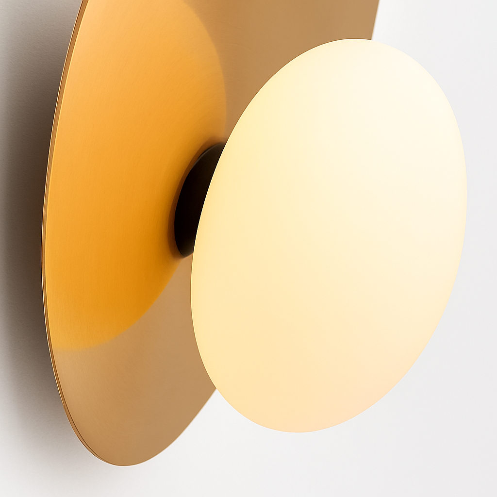Plafonnier — Rond en métal moderne avec ampoule en verre blanc
