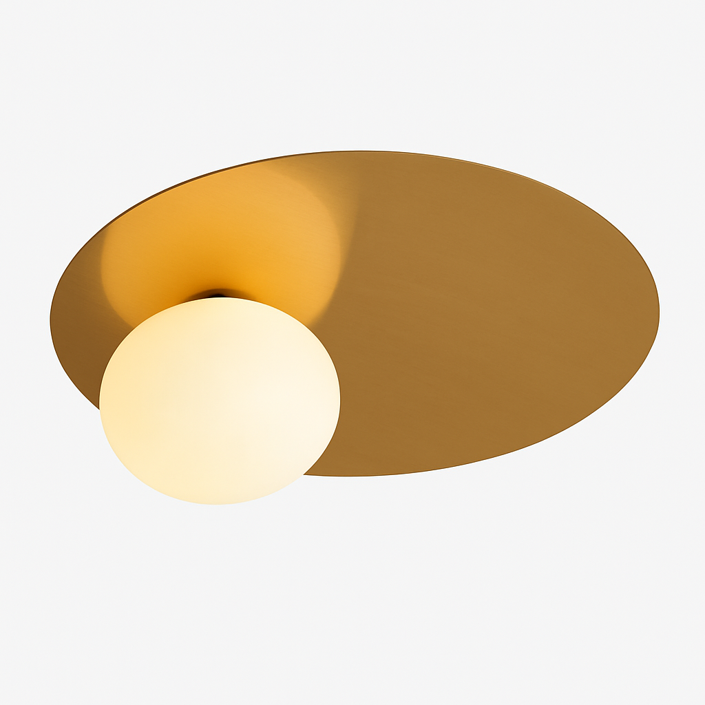 Plafonnier — Rond en métal moderne avec ampoule en verre blanc