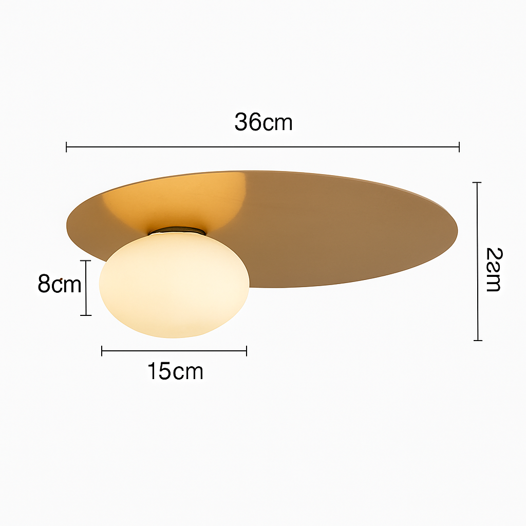 Plafonnier — Rond en métal moderne avec ampoule en verre blanc