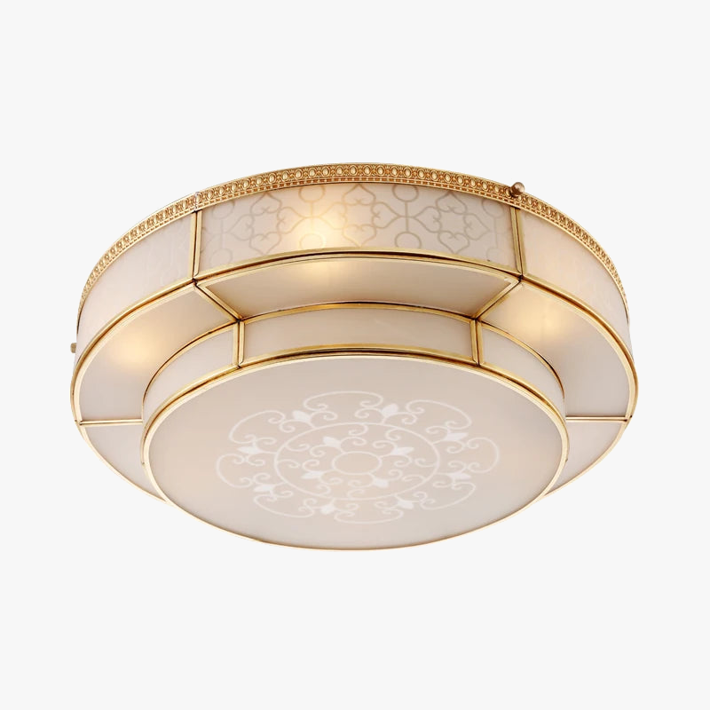 Plafonnier — Rond en métal vintage plafonnier en verre cuivré