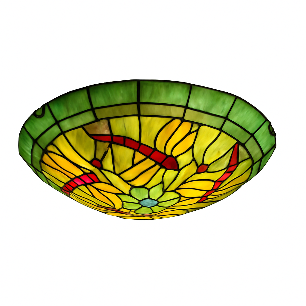 Plafonnier — Rond ultra-mince balcon couloir lampe de chambre à coucher pour enfants propriétaire Tiffany vitrail éclairage de décoration de la maison