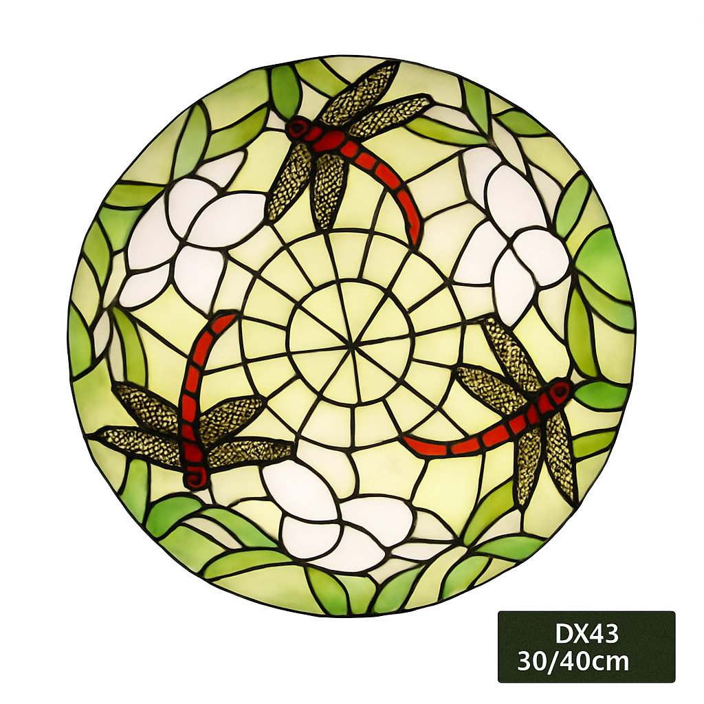 Plafonnier — Rond ultra-mince balcon couloir lampe de chambre à coucher pour enfants propriétaire Tiffany vitrail éclairage de décoration de la maison