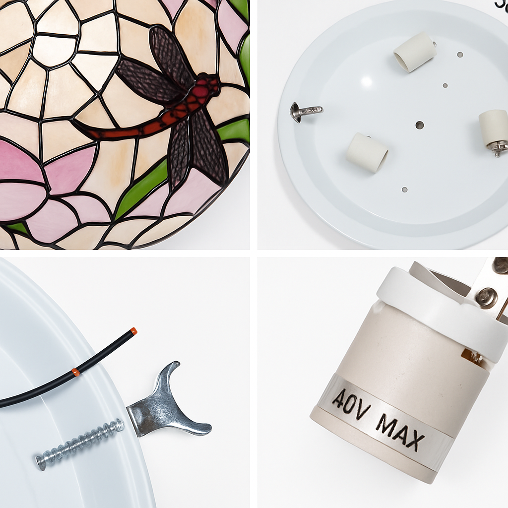 Plafonnier — Rond ultra-mince balcon couloir lampe de chambre à coucher pour enfants propriétaire Tiffany vitrail éclairage de décoration de la maison