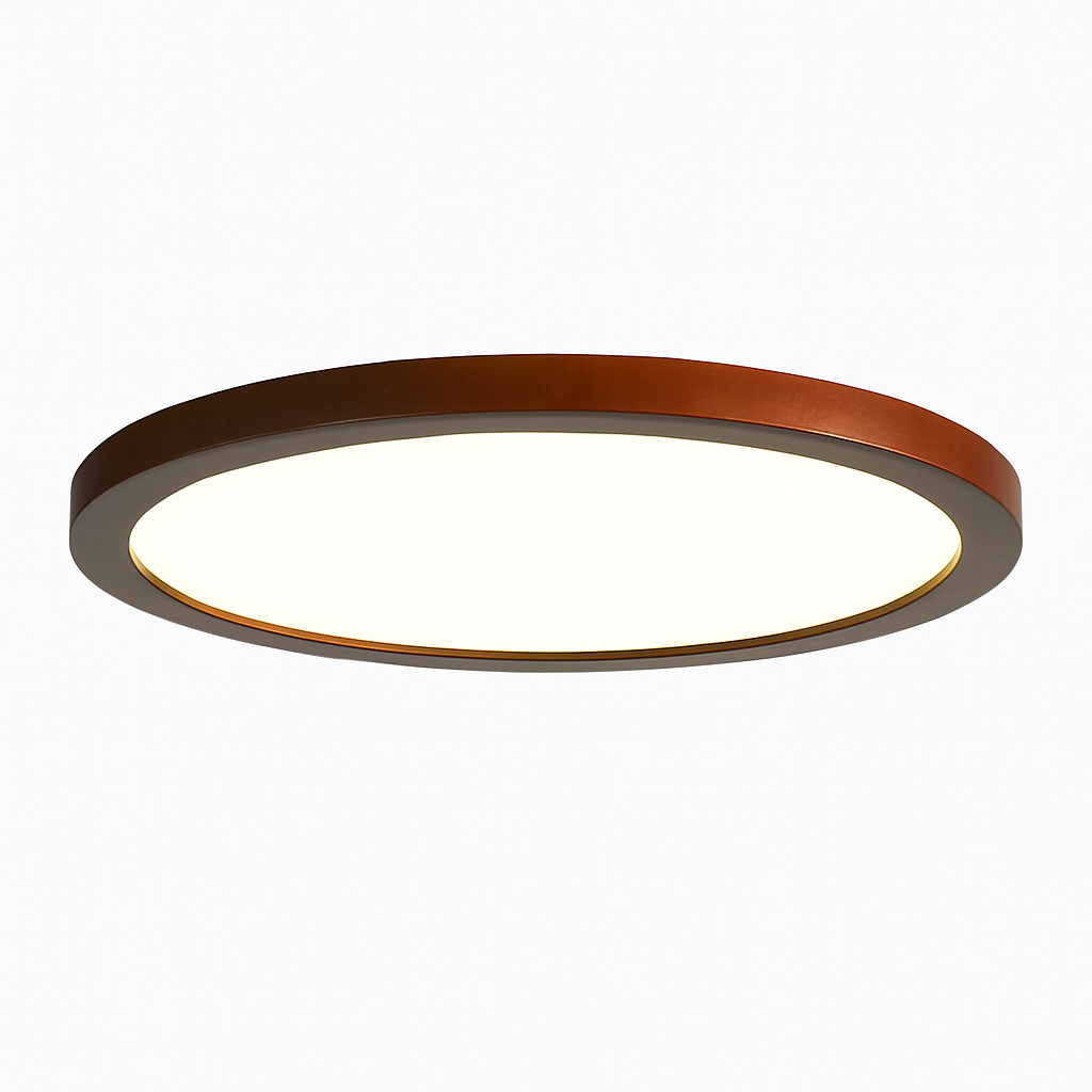 Plafonnier rond ultra mince en noyer pour un éclairage moderne Perrine Éclaircie en Bois - Une Touche Naturelle dans le Décor