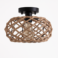 Plafonnier rustique industriel tissé en corde de chanvre Hector Orée en Bois - Matière Chaleureuse & Lignes Élégantes
