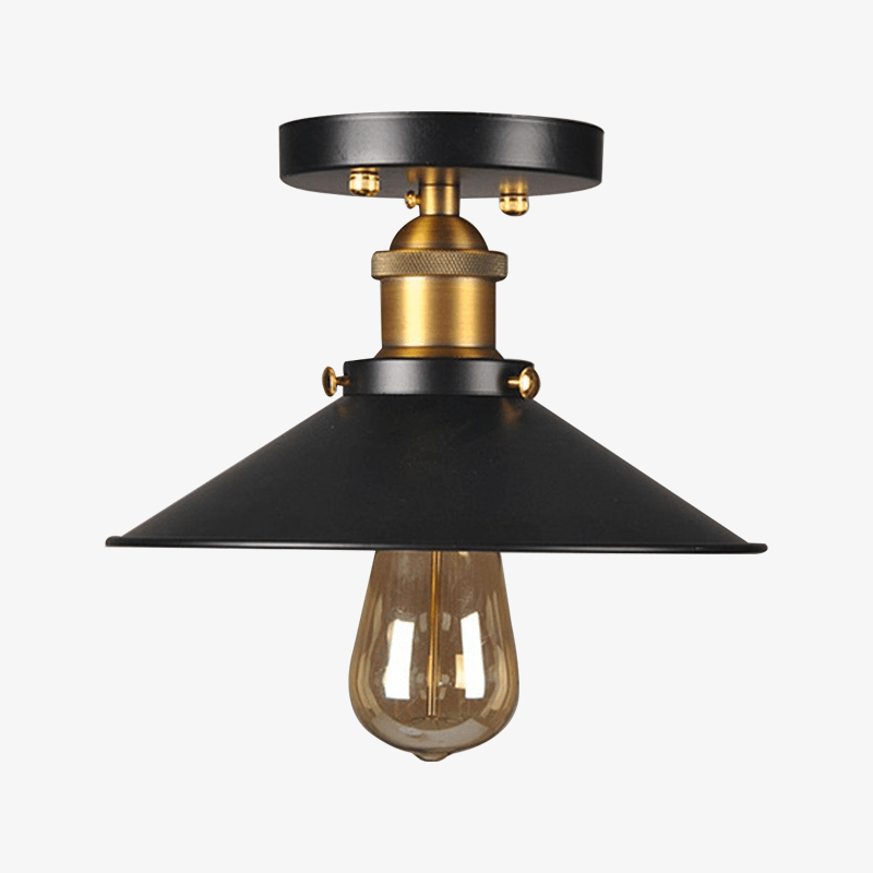 Plafonnier — Rustique vintage en métal noir et doré