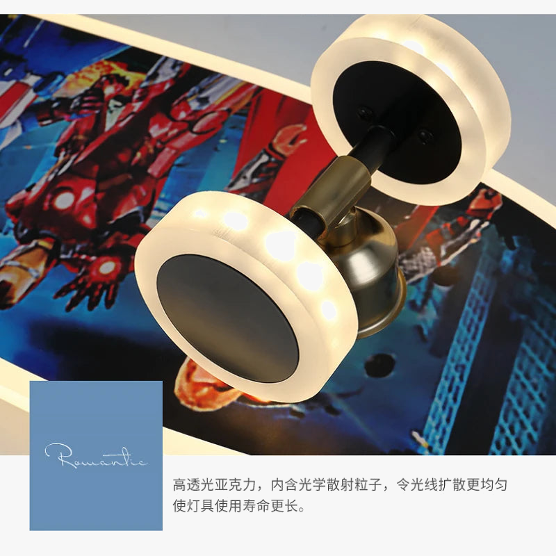 Plafonnier skateboard à intensité variable pour chambre enfant Elvire Arpège en Métal - Caractère & Élégance dans le Décor