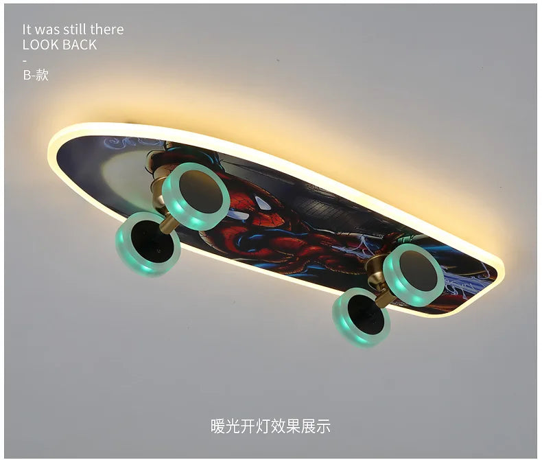 Plafonnier skateboard à intensité variable pour chambre enfant Elvire Arpège en Métal - Caractère & Élégance dans le Décor