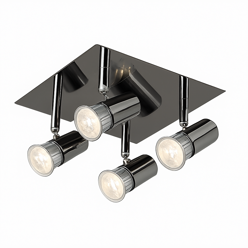 Plafonnier à spots LED dirigeables chromé Satin Côme Partition - Une Note Singulière dans le Décor