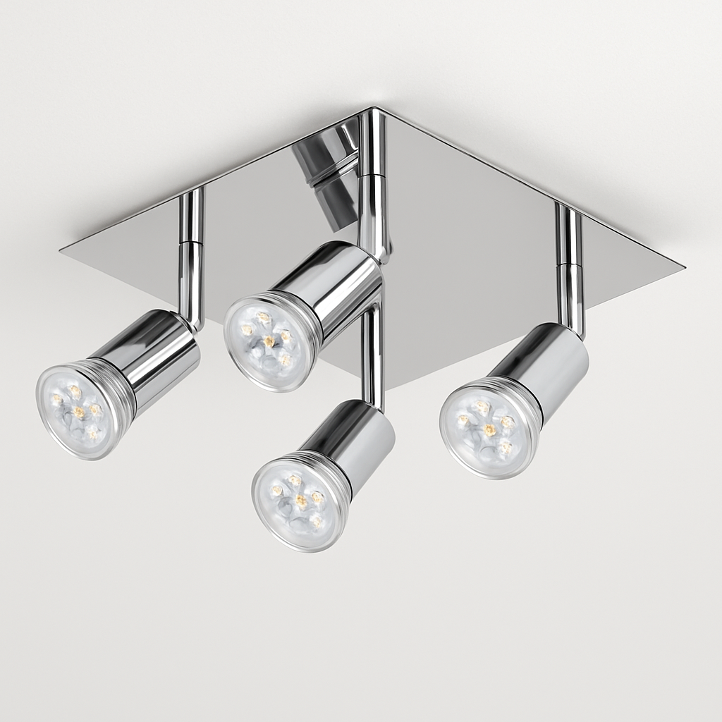 Plafonnier à spots LED dirigeables chromé Satin Côme Partition - Une Note Singulière dans le Décor