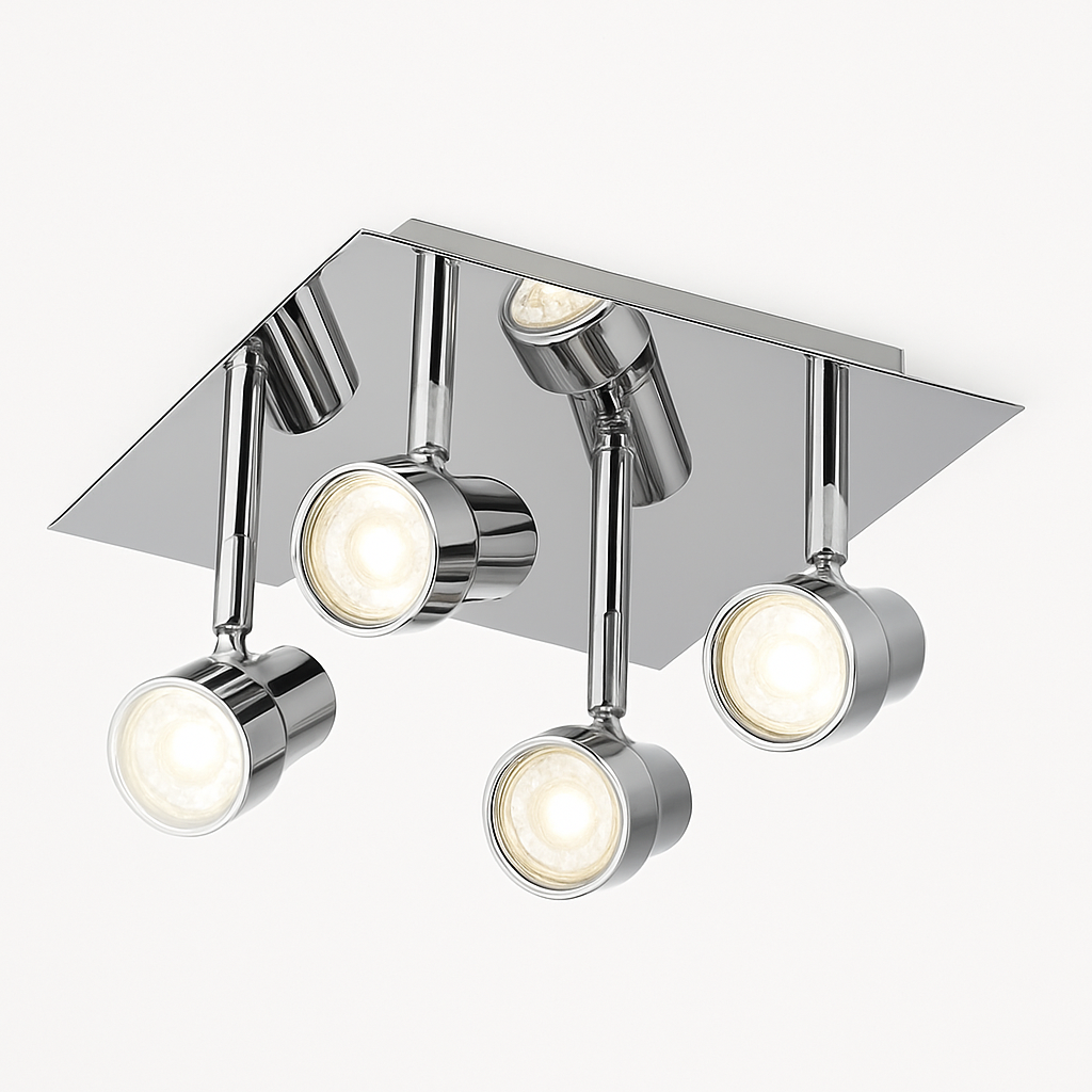 Plafonnier à spots LED dirigeables chromé Satin Côme Partition - Une Note Singulière dans le Décor