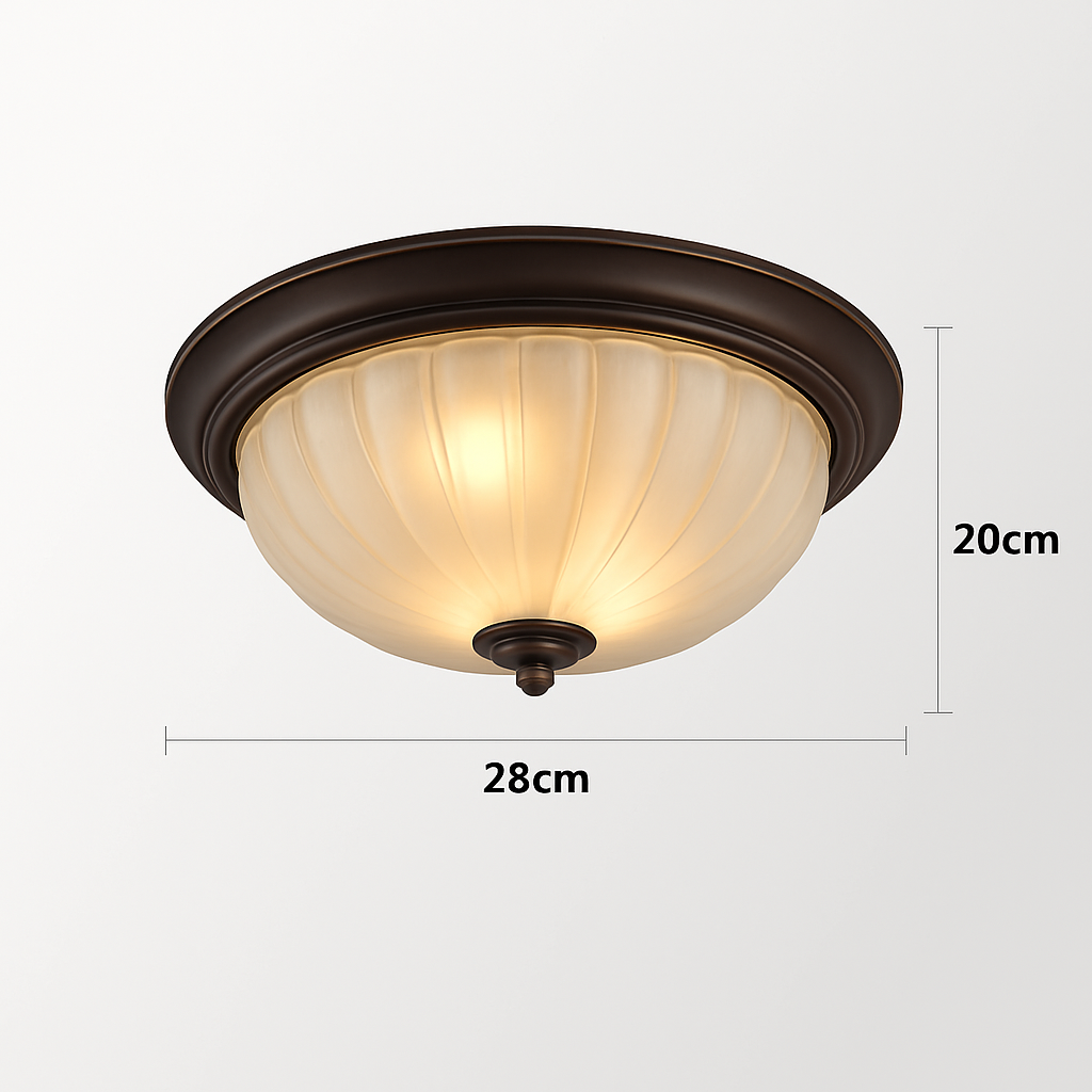 Abat-jour — Vintage en bronze noir avec abat-jour en verre givré